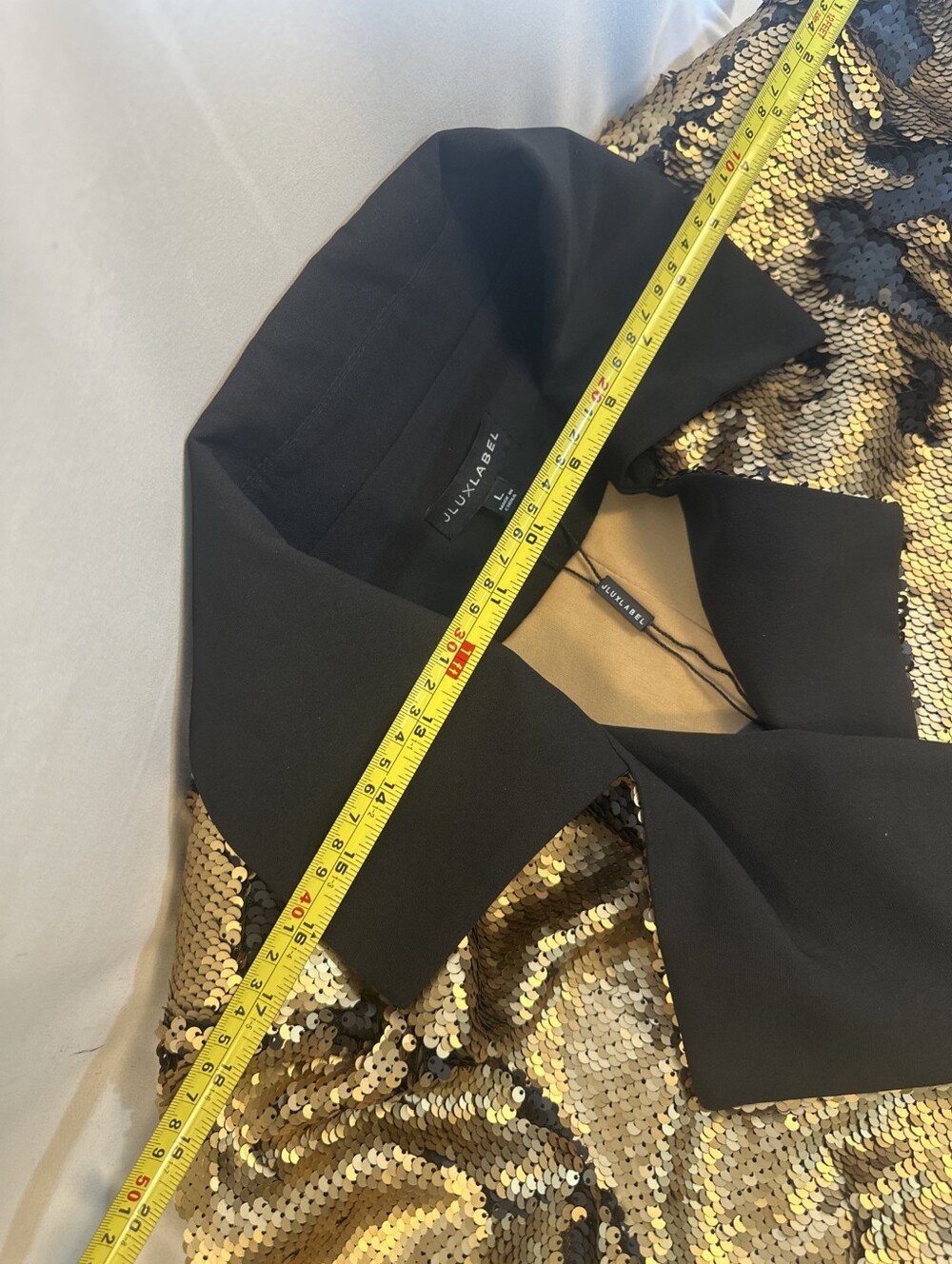 Gold Sequin Belted Women's Coat - Picture 7 of 15